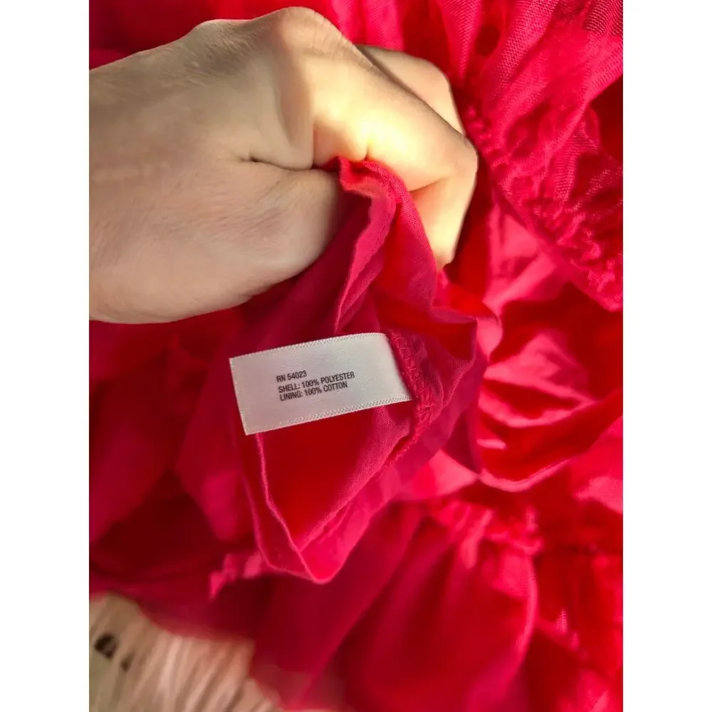 Baby Gap Pirouette Tulle Tiered Dress Satin Trim Layered Formal Red Size 5 Years
